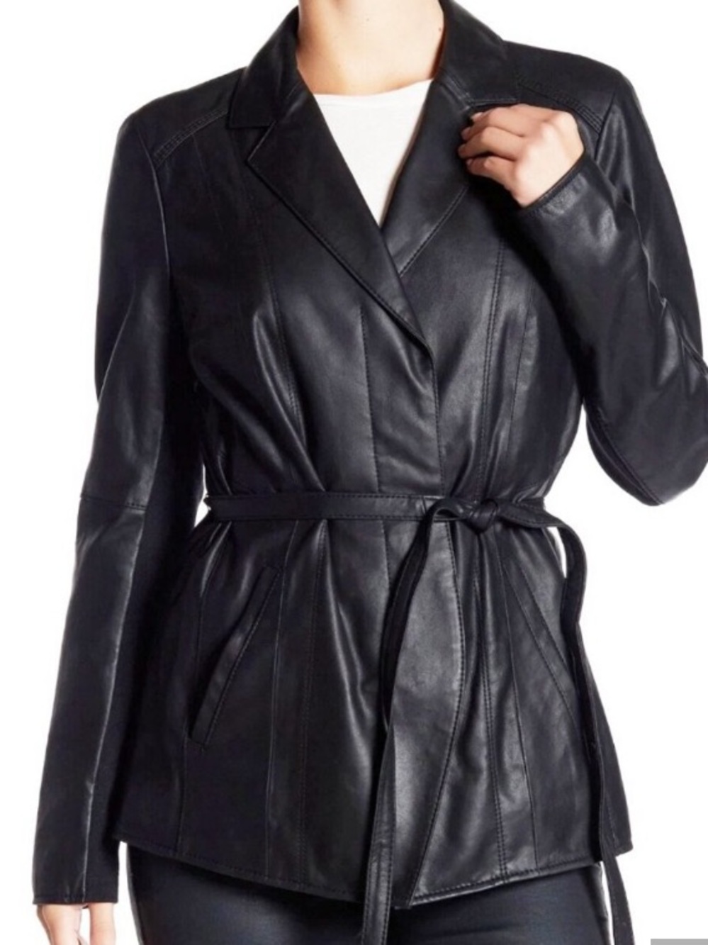NWT Marc New York leather blazer jacket belted retro 90s Y2K sz M